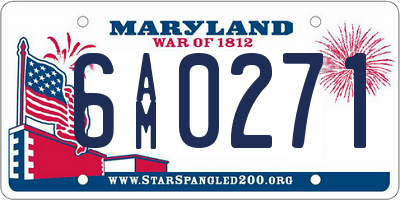 MD license plate 6AM0271
