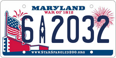 MD license plate 6AM2032