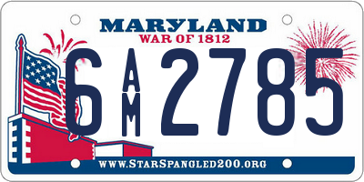 MD license plate 6AM2785