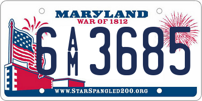 MD license plate 6AM3685