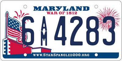 MD license plate 6AM4283