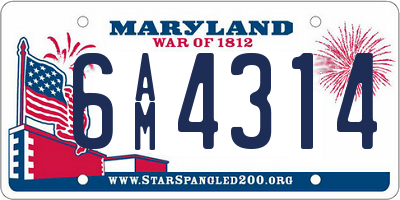 MD license plate 6AM4314