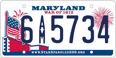 MD license plate 6AM5734