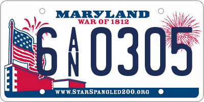 MD license plate 6AN0305