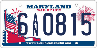 MD license plate 6AN0815