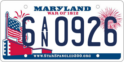 MD license plate 6AN0926