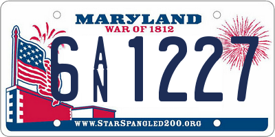 MD license plate 6AN1227
