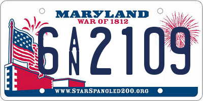 MD license plate 6AN2109