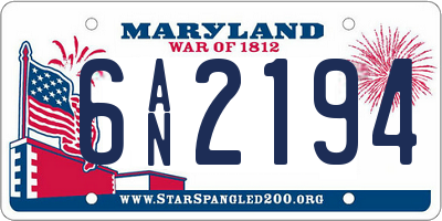 MD license plate 6AN2194