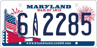 MD license plate 6AN2285