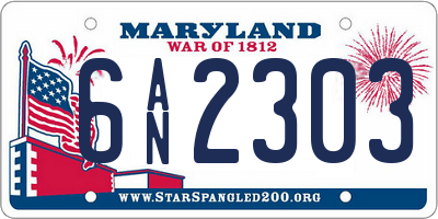 MD license plate 6AN2303