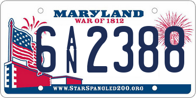 MD license plate 6AN2388