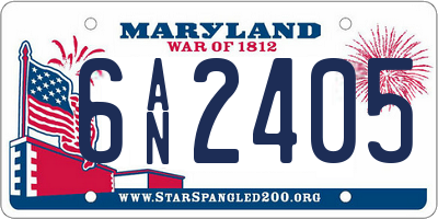 MD license plate 6AN2405