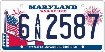 MD license plate 6AN2587