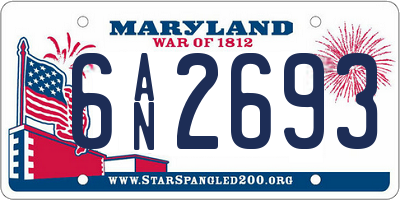 MD license plate 6AN2693