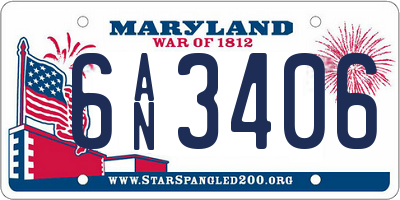 MD license plate 6AN3406
