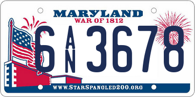 MD license plate 6AN3678
