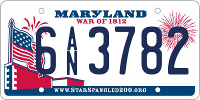 MD license plate 6AN3782