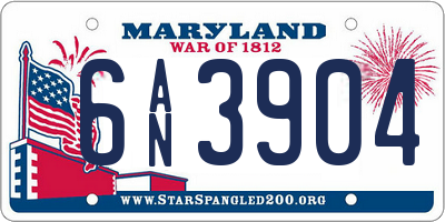 MD license plate 6AN3904