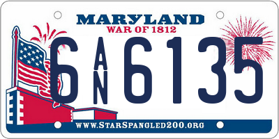 MD license plate 6AN6135
