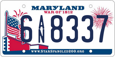 MD license plate 6AN8337