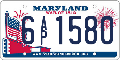 MD license plate 6AP1580