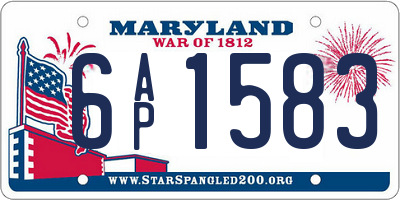 MD license plate 6AP1583