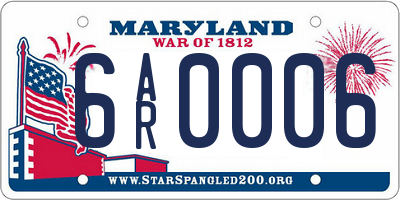 MD license plate 6AR0006
