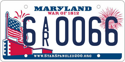 MD license plate 6AR0066
