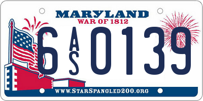 MD license plate 6AS0139