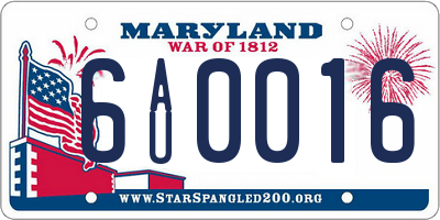 MD license plate 6AU0016