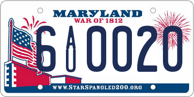 MD license plate 6AU0020