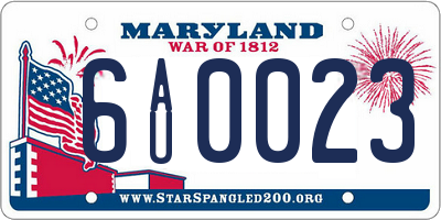 MD license plate 6AU0023