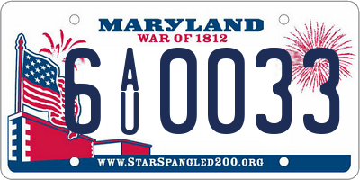MD license plate 6AU0033