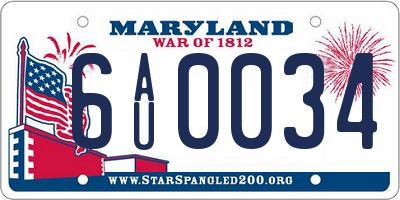 MD license plate 6AU0034