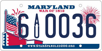 MD license plate 6AU0036