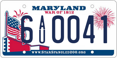 MD license plate 6AU0041