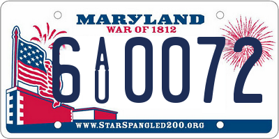 MD license plate 6AU0072