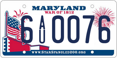 MD license plate 6AU0076