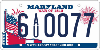 MD license plate 6AU0077