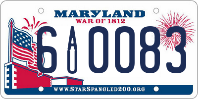 MD license plate 6AU0083