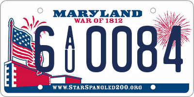 MD license plate 6AU0084