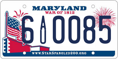 MD license plate 6AU0085