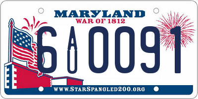 MD license plate 6AU0091