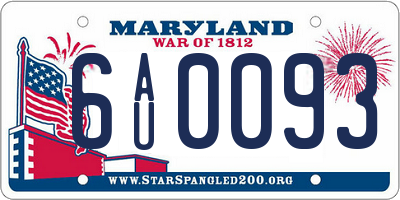 MD license plate 6AU0093