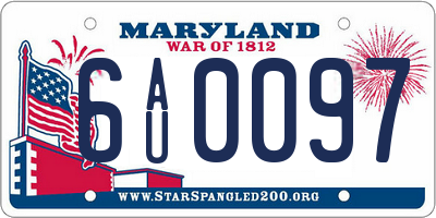 MD license plate 6AU0097