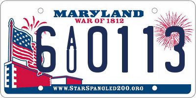 MD license plate 6AU0113