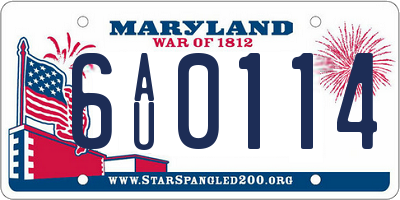 MD license plate 6AU0114