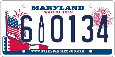 MD license plate 6AU0134