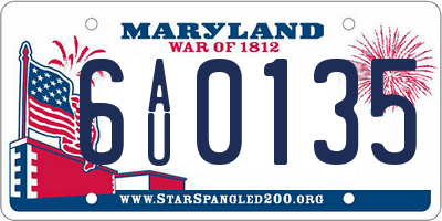 MD license plate 6AU0135